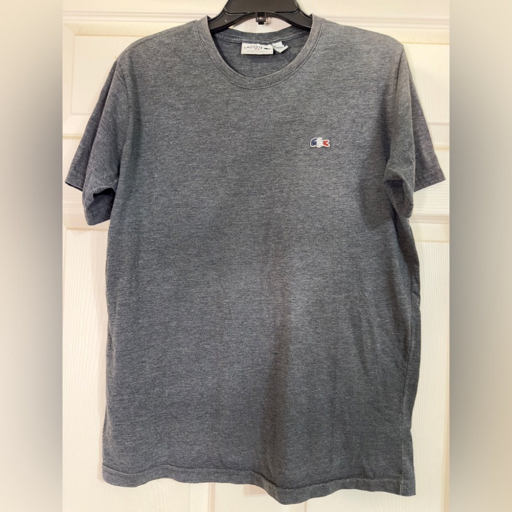 EUC Lacoste Gray Short Sleeve Men's Crewneck Layer Tee Size L EUC